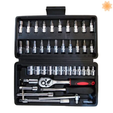 🔧 Juego de Llaves y Dados 46 Piezas – Todo lo que necesitas en un solo kit 🧰